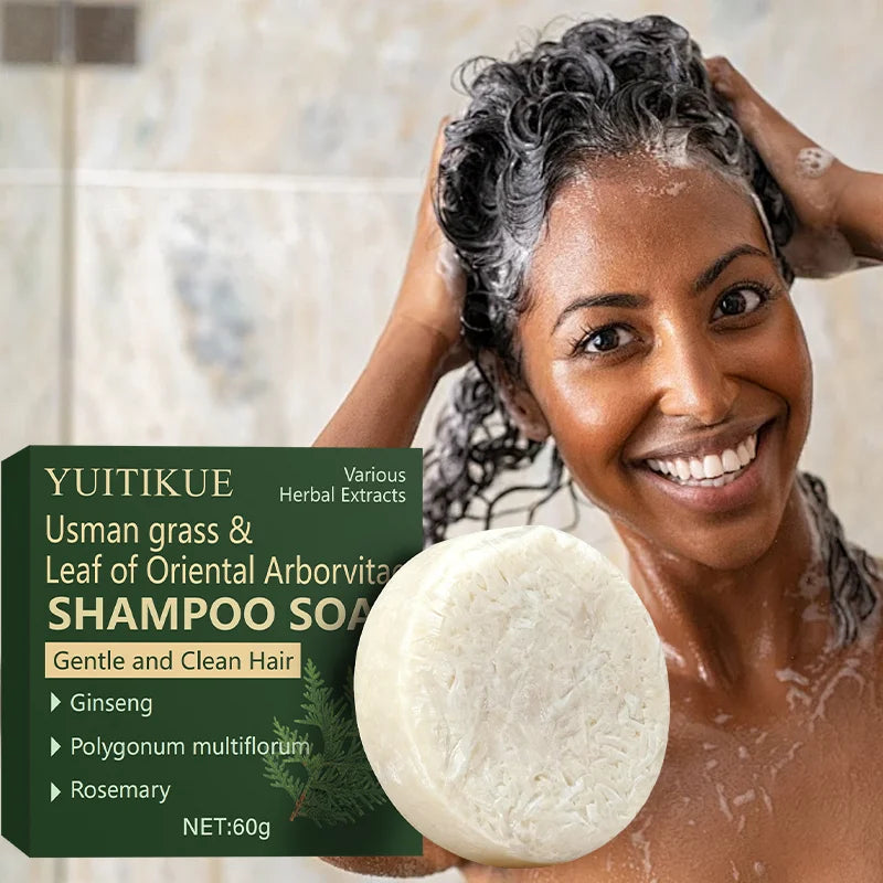 YUITIKUE Cypress Leaves Shampoo Bar with Ginseng & Rosemary, Fast Foaming Easy Rinse for Soft Shiny Hair Oasis Select