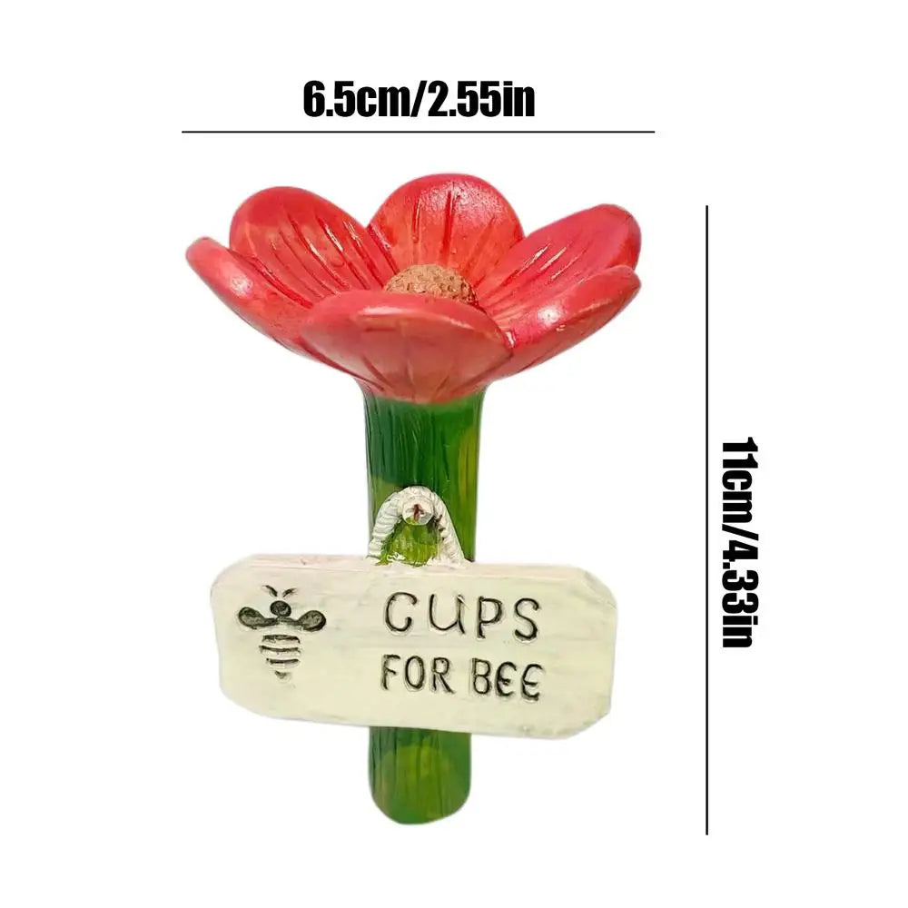 Butterfly Bee Bath Bowl With Flower Design Bee Pollinator Feeder Drinking Cup For Thirsty Pollinators Bee For Garden Decor Oasis Select Red