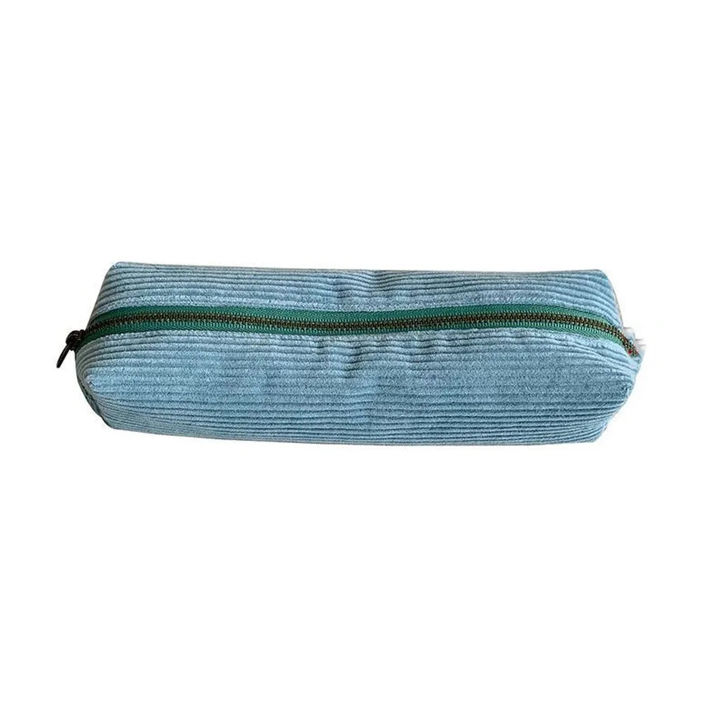 Large Capacity Corduroy Storage Bag Portable Makeup Pouch Multifunctional Stationery Case Travel Toiletry Organizer For Daily Us Oasis Select Light Blue