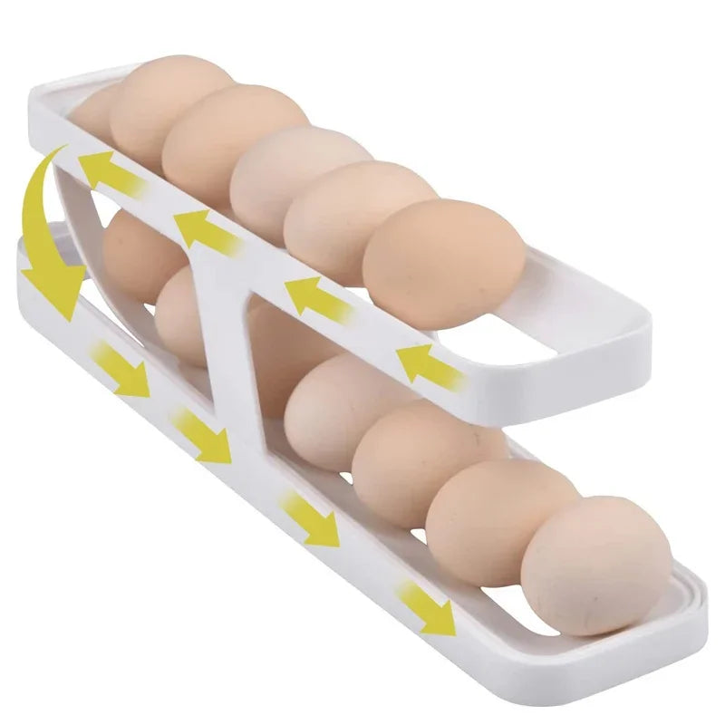 Automatic Rolling Egg Holder Rack Fridge Storage Box Egg Container Kitchen Refrigerator Egg Dispenser Fridge Organizer Oasis Select