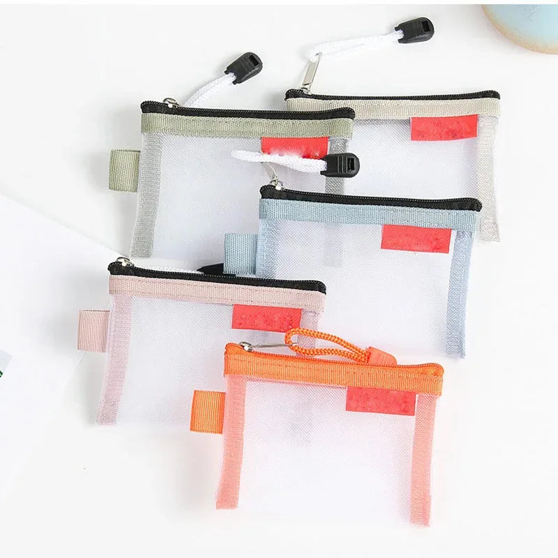 1/2pcs Storage Bags Mesh Cosmetic Bag Wallet Nylon Small Coin Purse Mini Zipper Pouch Mesh Storage Bags ID Credit Card Holder Oasis Select