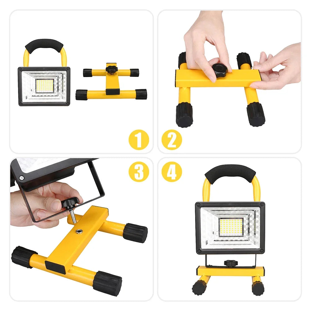 30W LED Portable Rechargeable Floodlight Waterproof Spotlight Battery Powered Searchlight Outdoor Work Lamp Camping Lantern Oasis Select