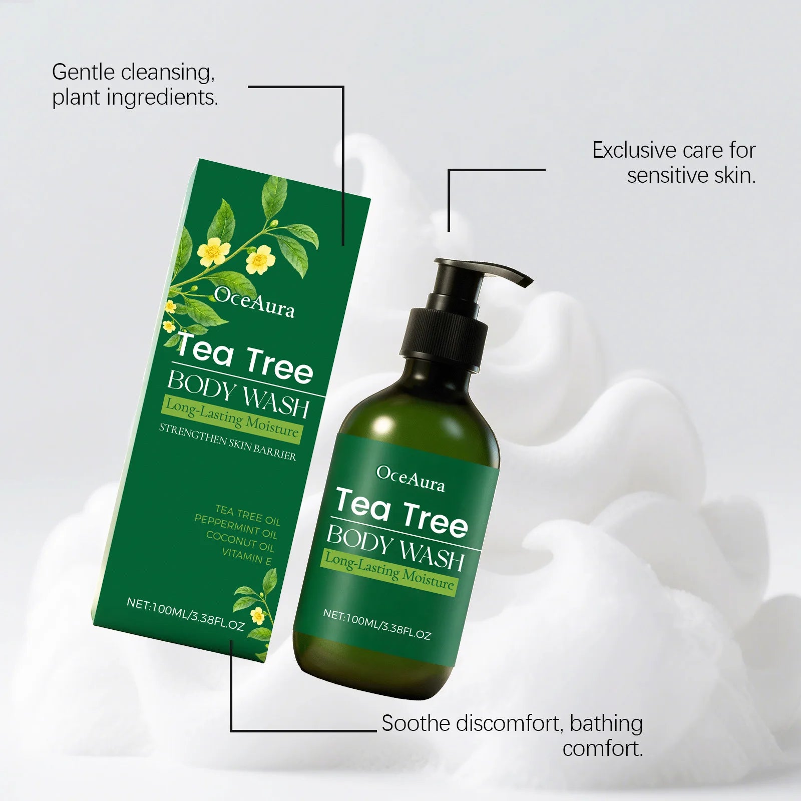 OceAura Tea Tree Body Wash – Hydrating Daily Shower Gel Moisturizing Shower Gel Oasis Select