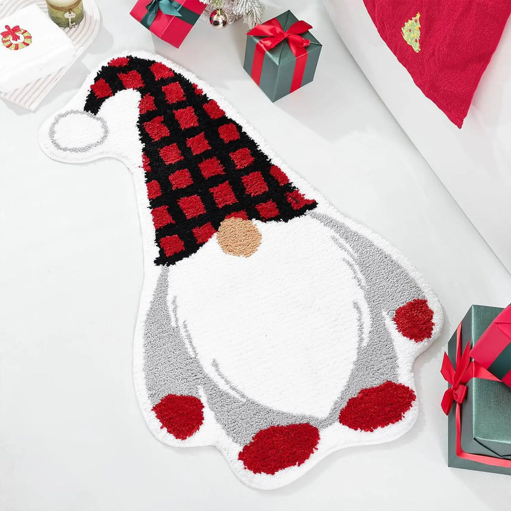 Nordic Irregular-shaped Christmas Series Faux Cashmere Floor MATS Home Decorative Bathroom Absorbent MATS Oasis Select Snowman-2 40 60cm