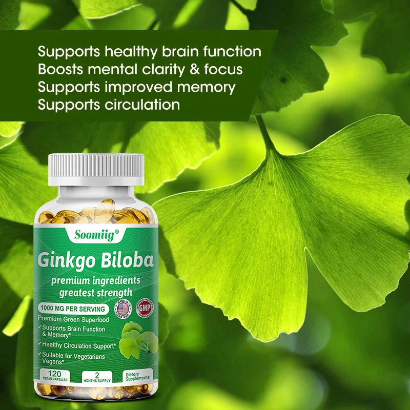 Ginkgo Biloba Capsules – Memory, Focus & Vision Supplement Herbal Supplement Oasis Select