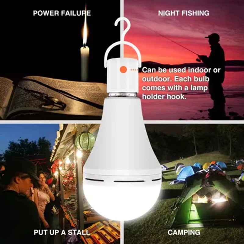 9W/15W Emergency Light Bulb Portable Rechargeable Lighting Bulb With Hook E27 LED Energy-saving Lamps For Camping Night Fishing Oasis Select