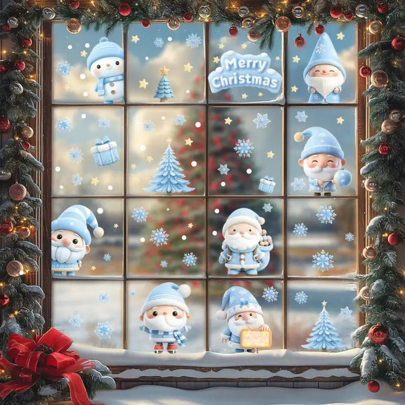 Christmas Window Static Clings – Snowman, Santa & Snowflake