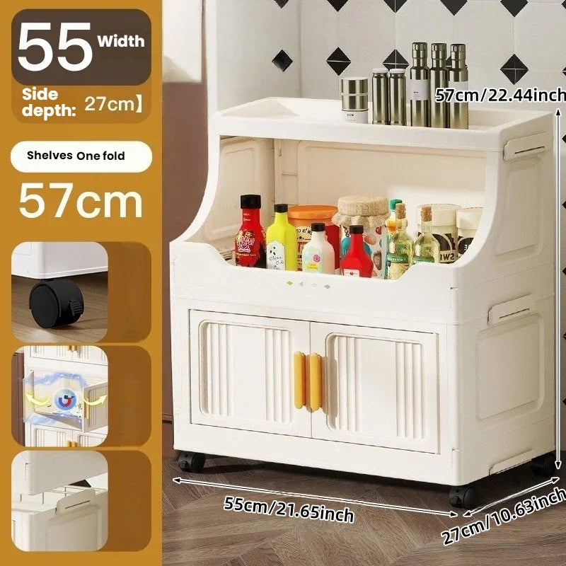 Home high-end appearance storage cabinet, bedroom bedside table, kitchen multi-level foldable storage rack Oasis Select 2 layers-white