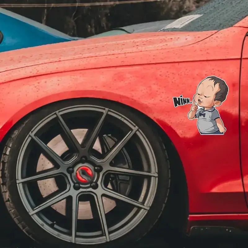 2Pcs Waterproof Funny Car Decal 10x10cm Cartoon Baby Ninn Vinyl Sticker For Auto Laptop Helmet Bumper Decoration Oasis Select