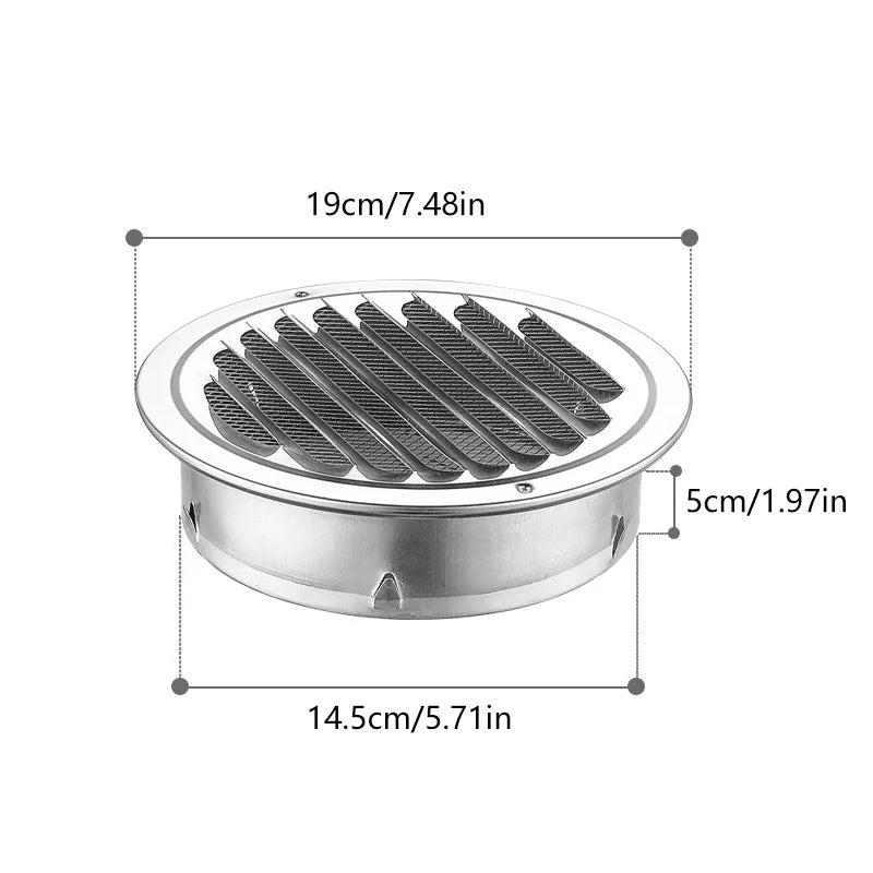 Stainless Steel Wall Ceiling Air Vent Ducting Ventilation Exhaust Grille Cover Waterproof Outlet Heating Cooling Vents Cap Oasis Select Flat-150mm