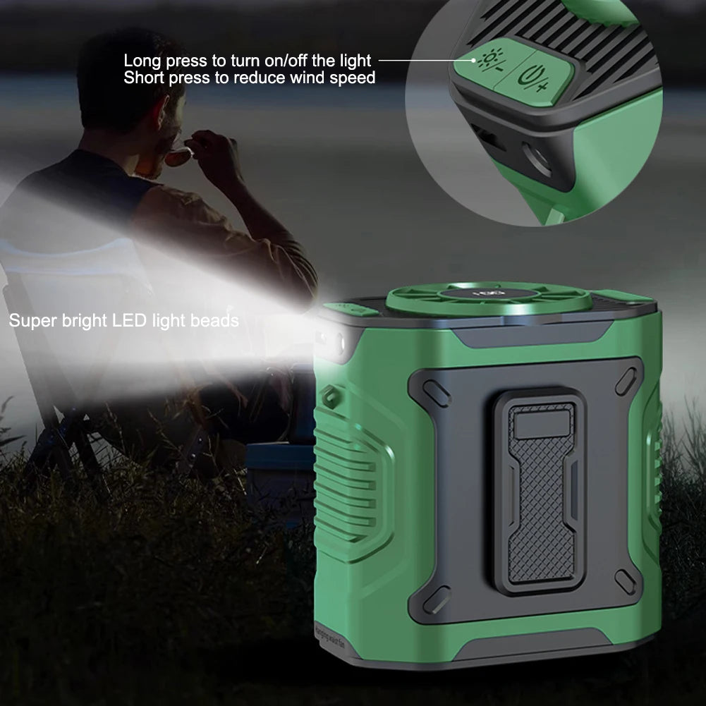 Portable Waist Fan USB Rechargeable Hands-Free Cooling Neck Fan with Flashlight Personal Fan Waist Clip Fan for Outdoor Travel Oasis Select
