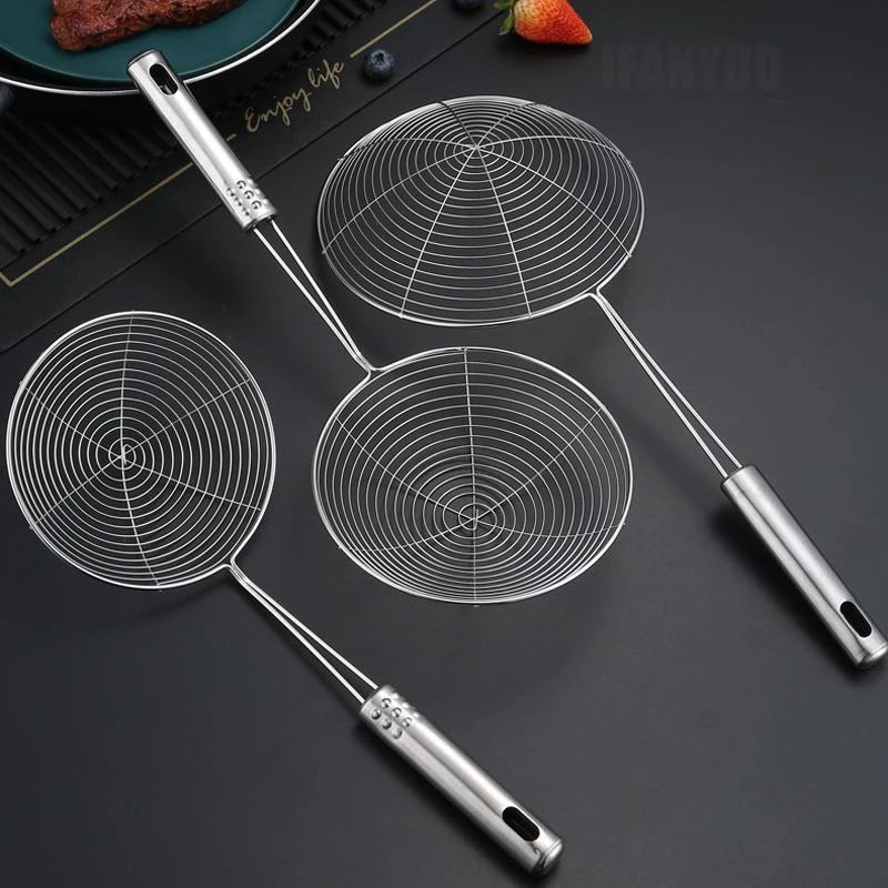 Stainless Steel Skimmer Ladle Strainer Spoon, Solid Kitchen Tool for Deep Frying French Fries, Fish, Hot Pot, Pasta & Noodles Oasis Select