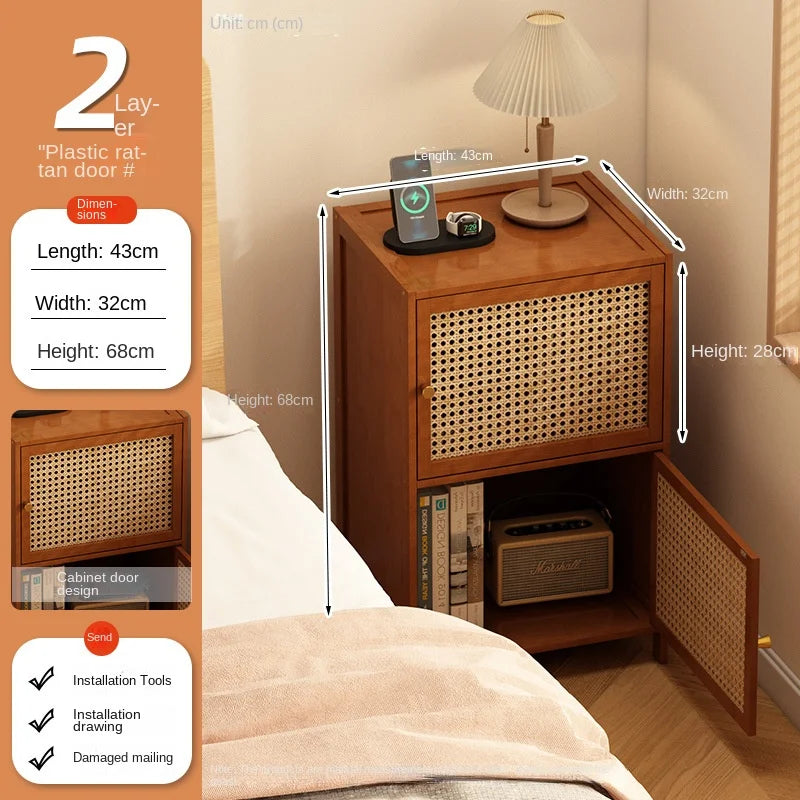 Bedside table storage rack, small household bedroom bedside cabinet alternative, 2024 new model, simple and modern for rental ro Oasis Select ATwoFloor 43cm