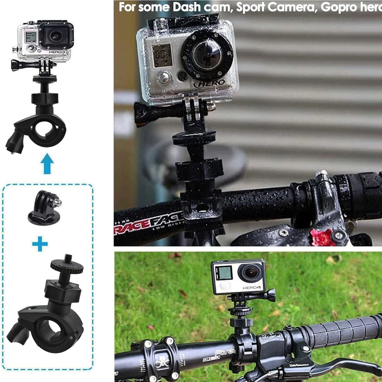 VeFly Bike & Motorcycle GoPro Handlebar Mount Bracket Adapter