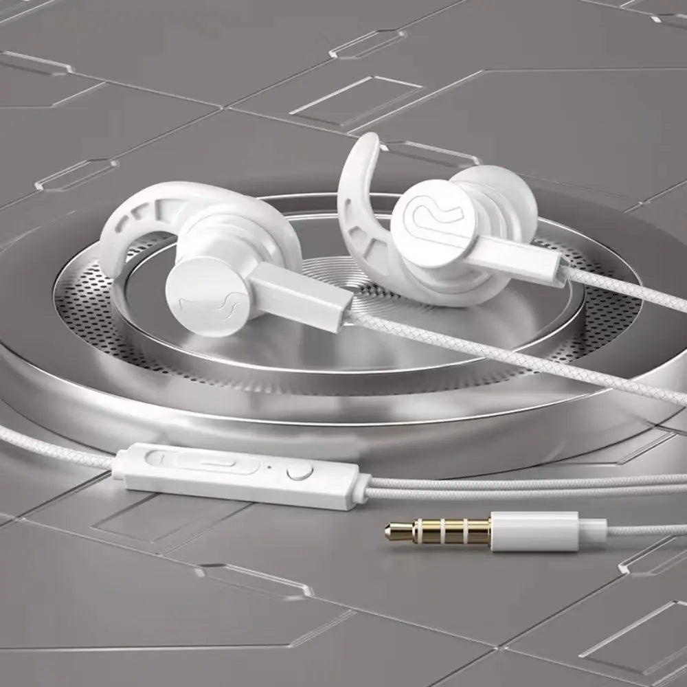 Gamer Wired Earphones Sports Earphone Super Bass Headphones Sweatproof Running Headset With Mic Ear Hook For All Mobile Phone Oasis Select white-3.5mm