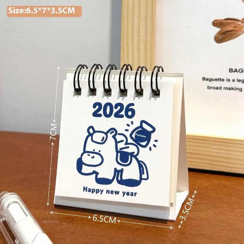 1Pcs Cartoon Portable Coil Monthly Calendar Planner 2026 Horse Year Mini Desk Calendar Office And Home Decor New Year's Present Oasis Select A5