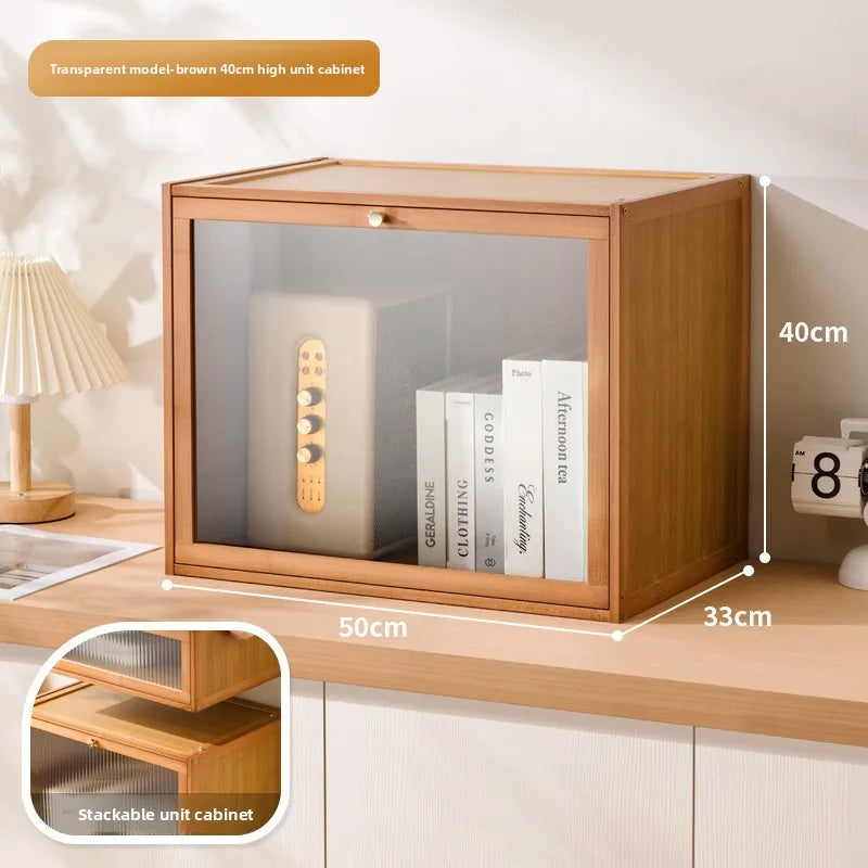 Solid wood bedside table simple retro locker small simple bedroom home 2025 new bedside shelf cabinet Oasis Select GT brown-large