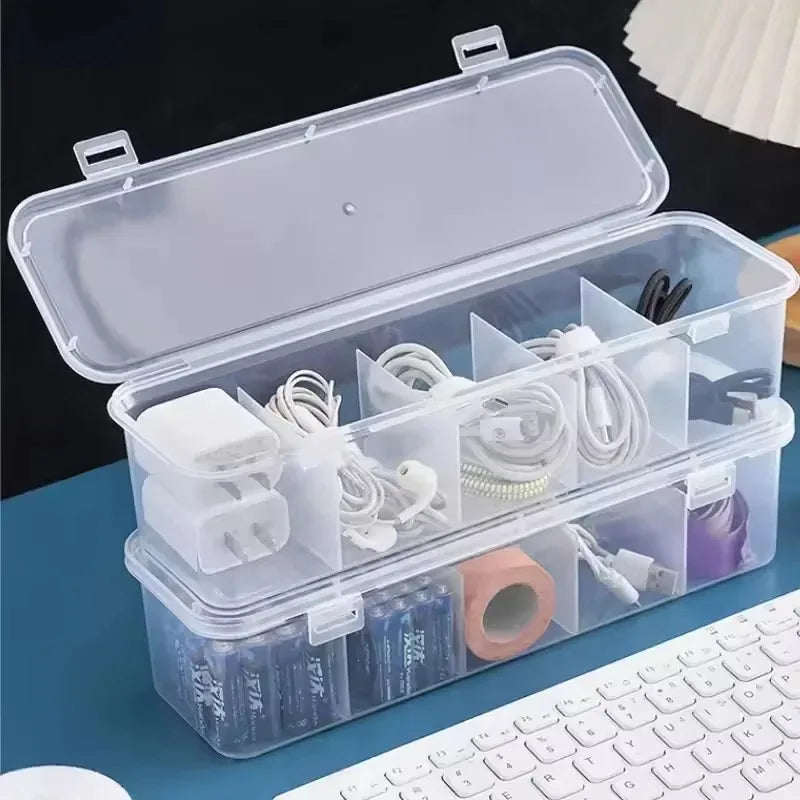 1pcs Data Cable Storage Box Popular Multi Grid Jewelry Sorting Basket Dustproof Storage Charging Cable Charging Plug Storage Bag Oasis Select