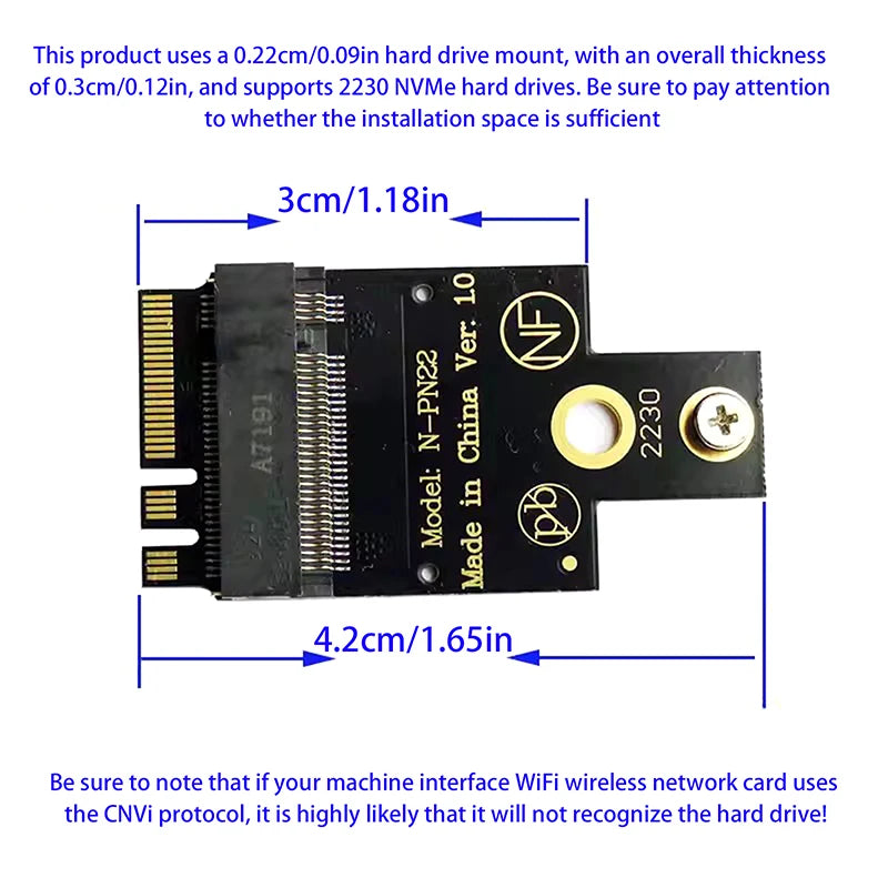 M.2 A+E to NVMe SSD Adapter PCIe 4.0 Riser Card for 2230