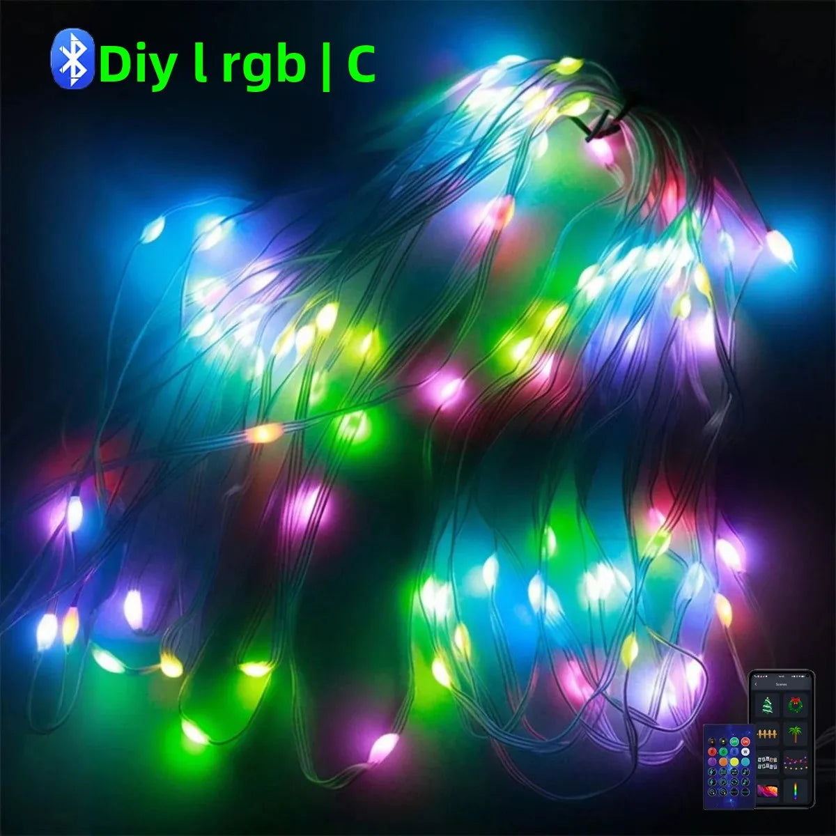 Dreamcolor WS2812B RGBIC Bluetooth APP Control LED String Lights DIY USB Lamp Fairy Garland for Party Festival Tree Wedding Deco Oasis Select
