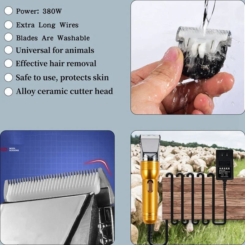 WISH 380W New Cashmere Goat Shearer 12V Cordless Household Pet Hair Trimmer Electric Carpet Tufting Trimmer EU Plug Oasis Select