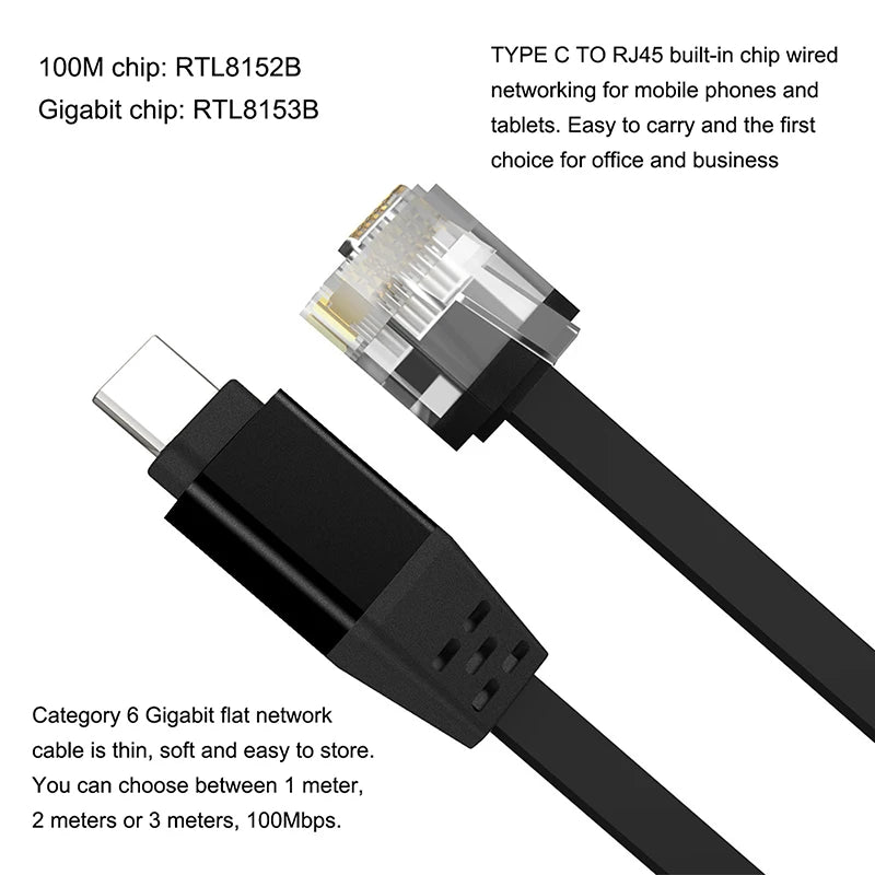 New Sale 1000m Type-C TO RJ45 Connecting Cable Phone Wired Network Adapter For Laptop Tablet Oasis Select