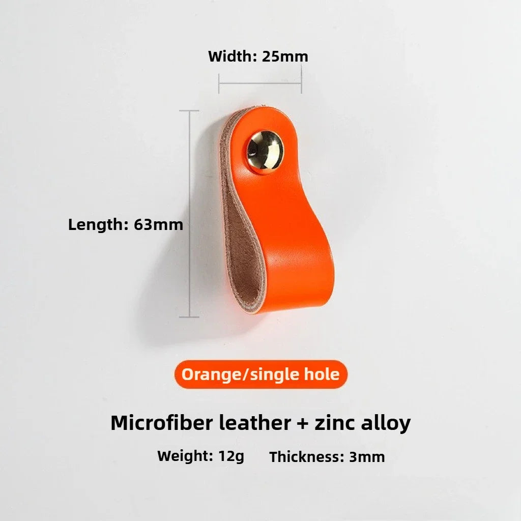Cowhide Leather Cabinet Handles for Kids Room Kitchen Drawer Knobs Door Hardware Modern Minimalist Furniture Accessories