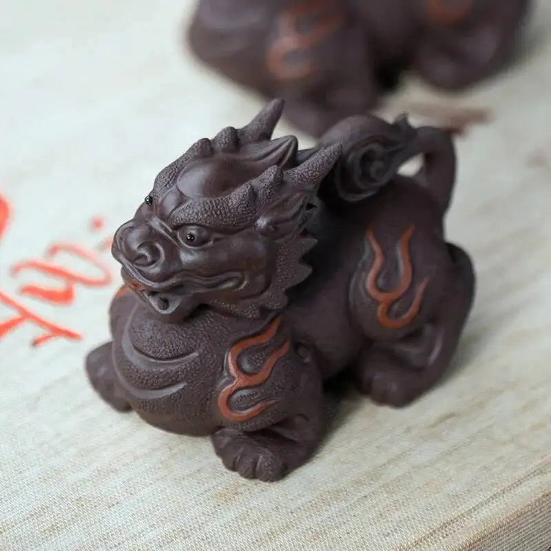 Purple Sand Tea Pet Ornaments Attracting Wealth Fire Pixiu Livable Tea Play Tea Table Decoration Accessories Oasis Select