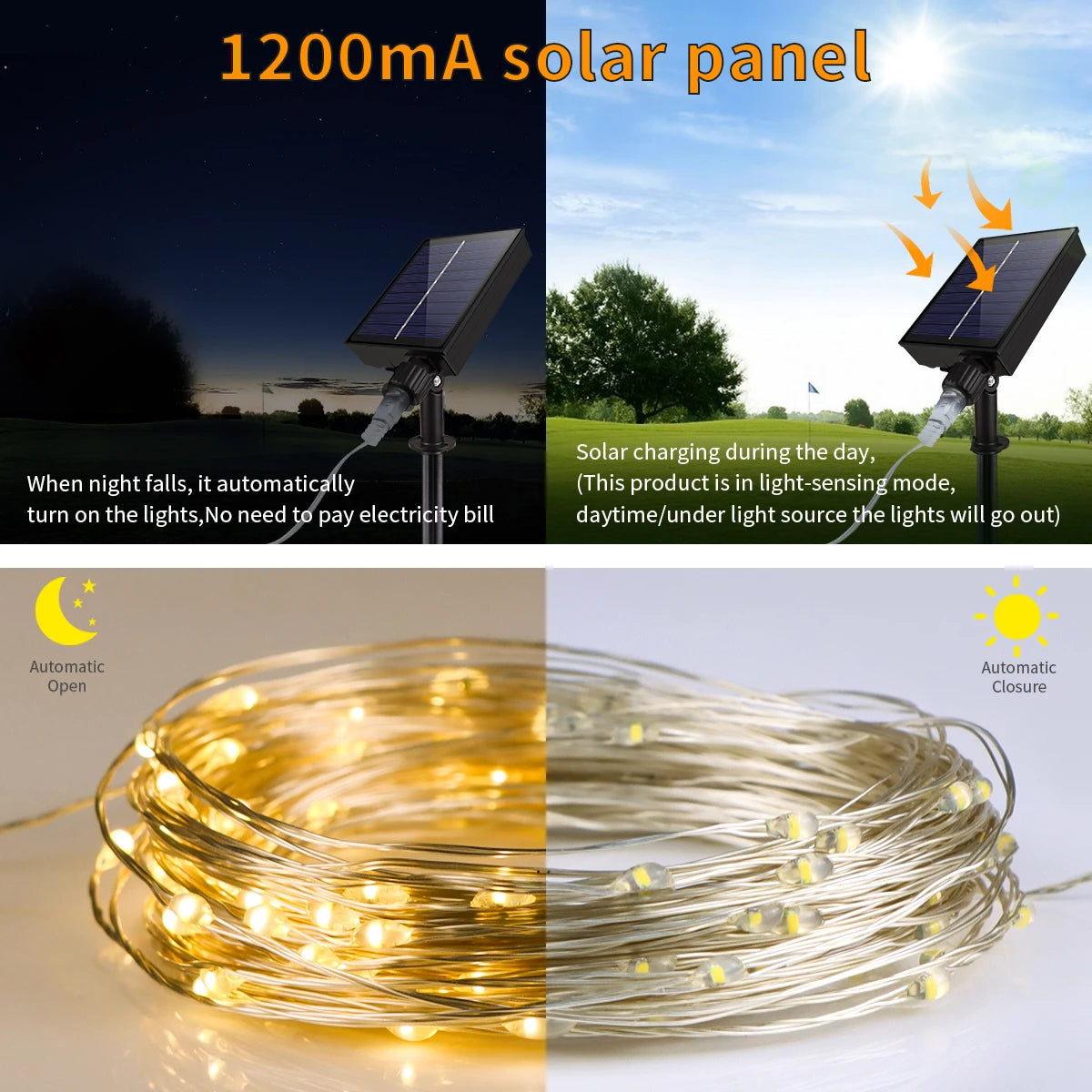 100M 50M Outdoor Solar Fairy Lights LED Copper Wire String Light Waterproof Solar Lamp 8 Modes Wedding Garden Galand Decor Gift Oasis Select