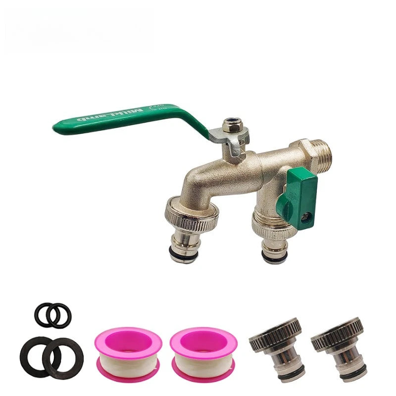 Valve Faucet Industrial Home Brass Water Tap Single/Double Irrigation Zinc Alloy Garden Bibcocks Lever Handle Taps 90 Degree Oasis Select