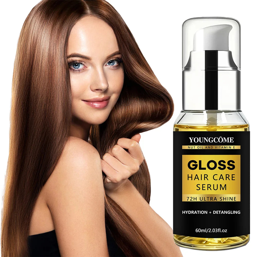 YOUNGCOME Nut Oil & Vitamin E Hair Serum | 72H Shine & Frizz Control Leave-In Hair Serum Oasis Select
