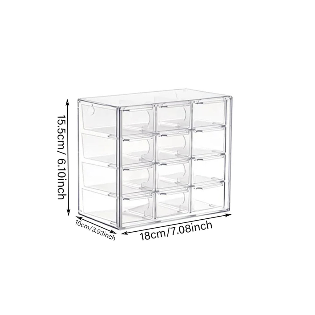 1pc drawer style 6-grid/9-grid/12 grid bracelet jewelry storage box desktop jewelry stationery lipstick dustproof storage box Oasis Select 12grids-Transparent