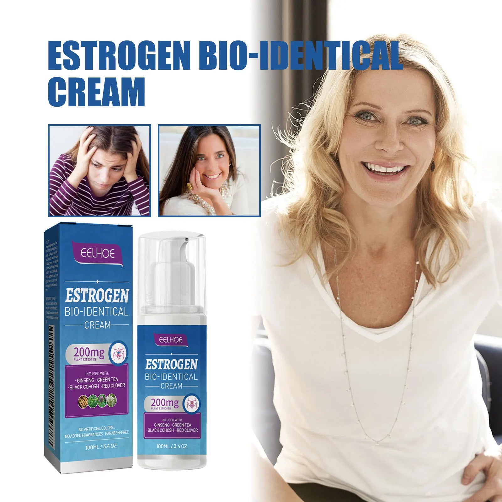 Estrogen Relief Cream for Women Menopause Balancing Hormone Levels Reducing Fatigue Relieve Massage for Health Body Care Oasis Select