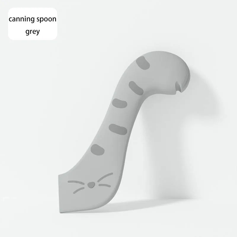 Multifunctional pet feeding spoon fresh-keeping sealed lid can opener wet food feeding spoon silicone pet can sealed lid Oasis Select grey spoon
