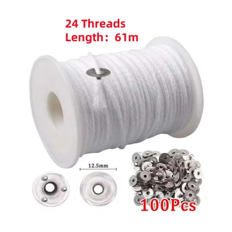 1 Roll Candle Cotton Wicks +100pcs Metal Candle Wick Sustainer Tabs For Handmade Candle DIY Craft Making Kit Set Accessories ﻿ Oasis Select set 1