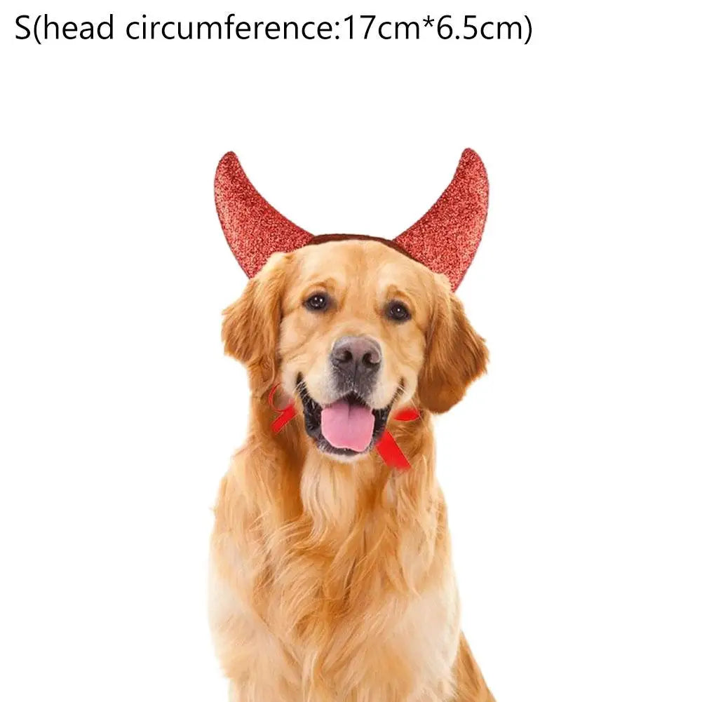 Pet Costume Devil Horn Headband Accessory Animal Headpiece Cosplay Halloween Party Props Funny Demon Cosplay for Dogs Cats Gifts Oasis Select 03
