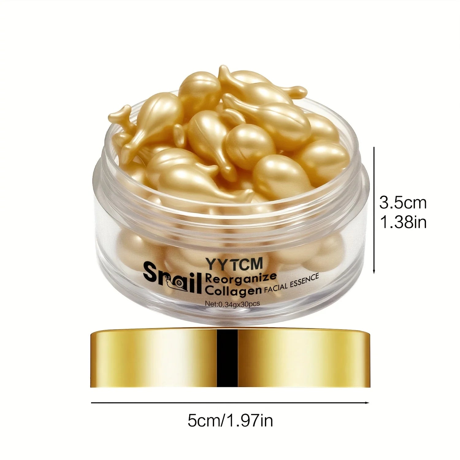 Snail Recombinant Collagen Essence Capsules, Moisturizing and Firming Essence, Smooths Skin, Contains Squalane, Fullerene, Ginseng Extract, Deep Hydration (0.34Gx30 Capsules)/Bottle-1 Bottle Oasis Select