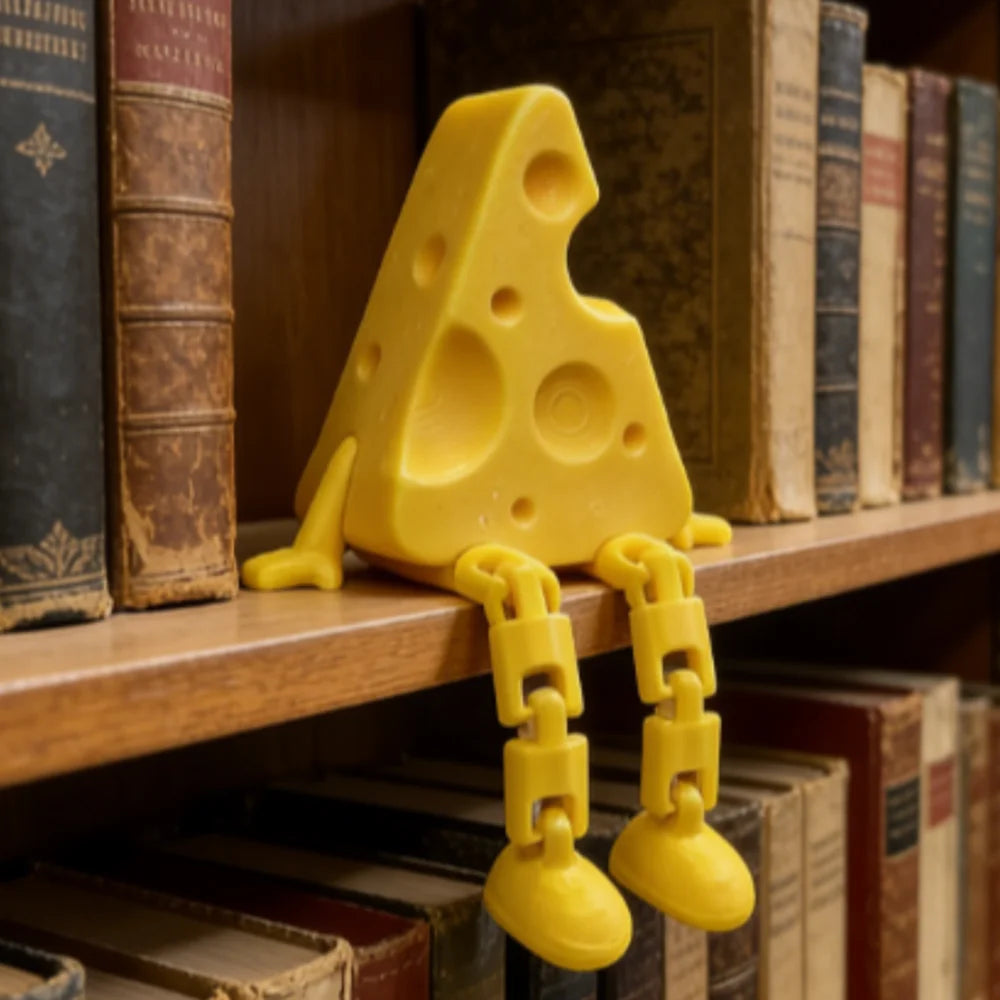 3D Printed Articulated Cheese Plush Toy with Active Joint Stress Relief Desktop Decoration Cute Cheese Doll Novelty Desk Gadget Oasis Select