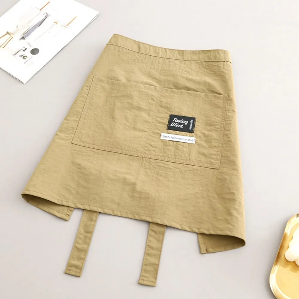 Waterproof Kitchen Apron Half Waist Anti-fouling Oil-proof Cooking Baking Bibs Cooking Smock for Barber Coffee Shop Catering Oasis Select Khaki