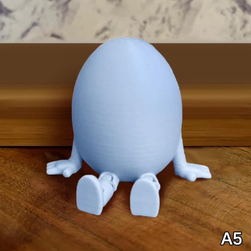 Articulated Bunny Egg Figurine Easter Decoration Movable Leg Joint Egg Statue Home Office Desktop Ornament And Gift Oasis Select A5