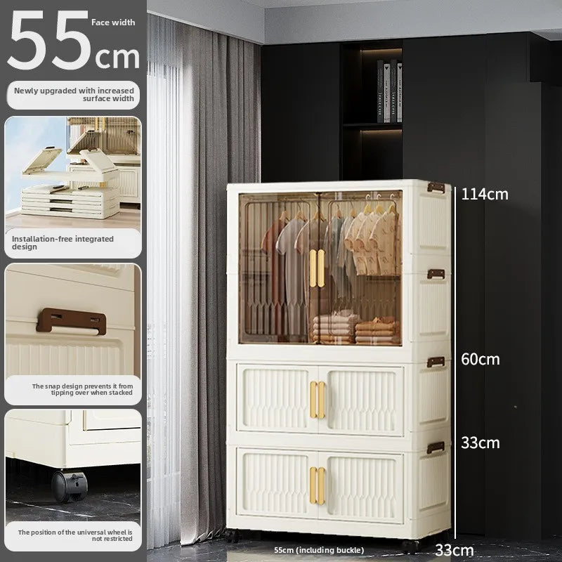 55-85 Children's simple wardrobe, clothes storage cabinet, multi-layer installation-free household snack locker, foldable Oasis Select 55CM B
