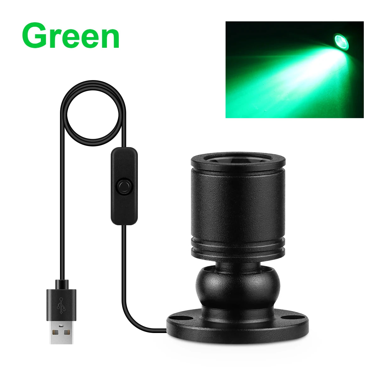 1W Led USB Spotlight With Swtich On/Off,5V USB Charging Port,Atmosphere Decor Lighting for Collectibles Anime Character Models Oasis Select Black Shell Green