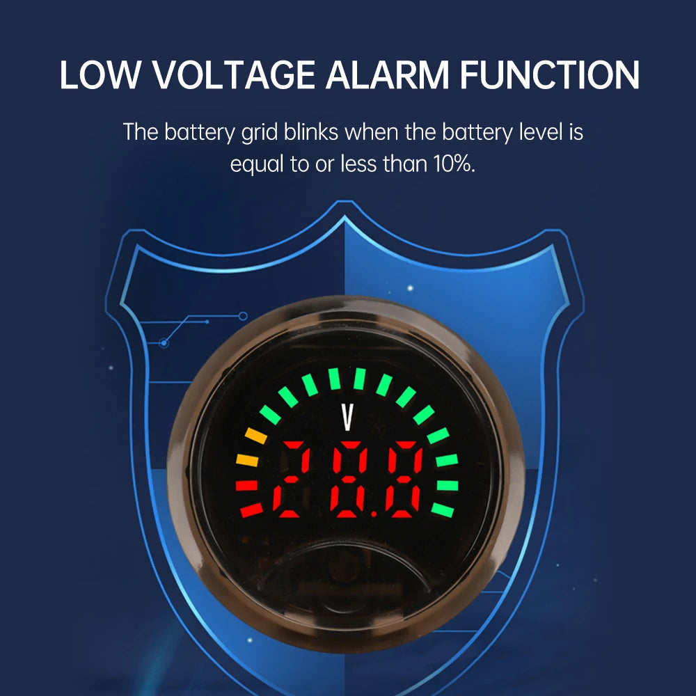 DC7-100V Mini Digital Voltmeter Battery Capacity Tester 2-Wire Circular Voltage Current Meter Volt Detector Test Power Indicator Oasis Select