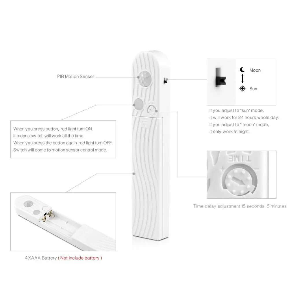 Led Light Strip PIR Motion Sensor Induction Lamp Tape Battery Powered 60leds/M 2835SMD Night Light for Bed Closet Wardrobe Stair Oasis Select