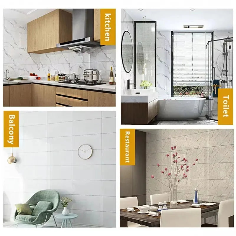 Moisture-proof Adhesive Wall Wallpaper Peel and Stick Wallpaper PVC Waterproof Wall Stickers Imitation Tile Pasting Bathroom Oasis Select