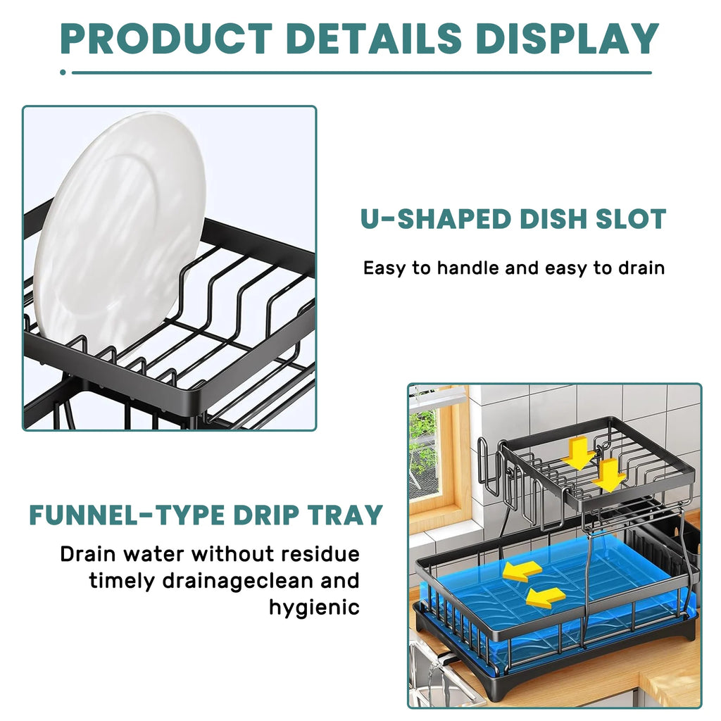 Large 2-tier dish drying rack for kitchen countertops, removable large-capacity dish draining rack Oasis Select