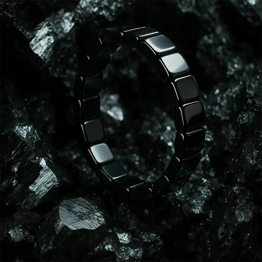 Hematite Black Obsidian Beaded Stretch Bracelet | Men & Women