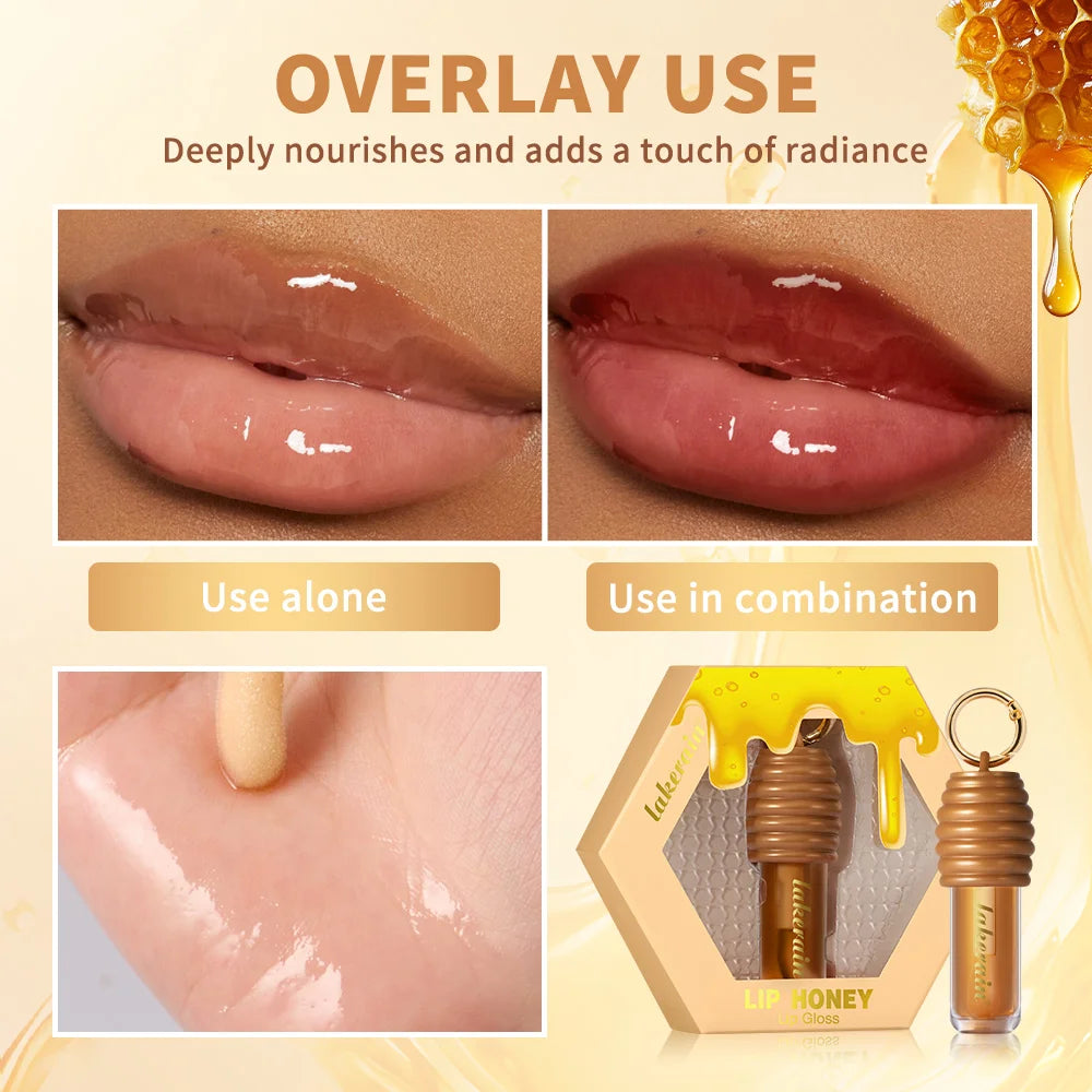 Lip Gloss Plumper Oil Balm Hydration Long Lasting Moisturizing Smooth Nourishing Bag Clip Ring Cosmetics Not Sticky Honey Oasis Select