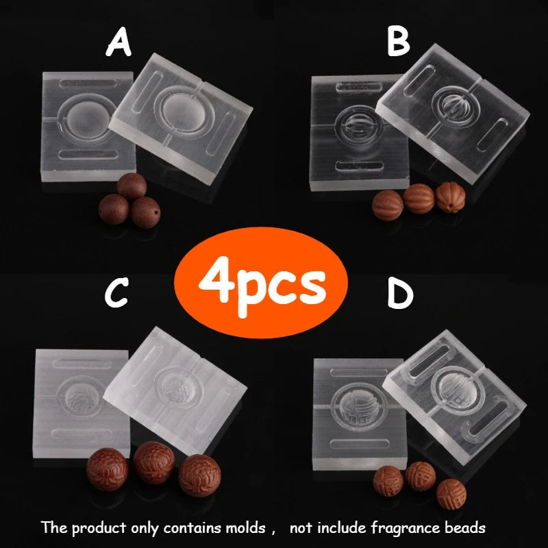 4Set Fragrant Bead Molds Handmade DIY Fragrant Clay Double-sided Pressing Method Hand Bracelet Decor Tools Fragrant Clay Molds Oasis Select diameter 1cm
