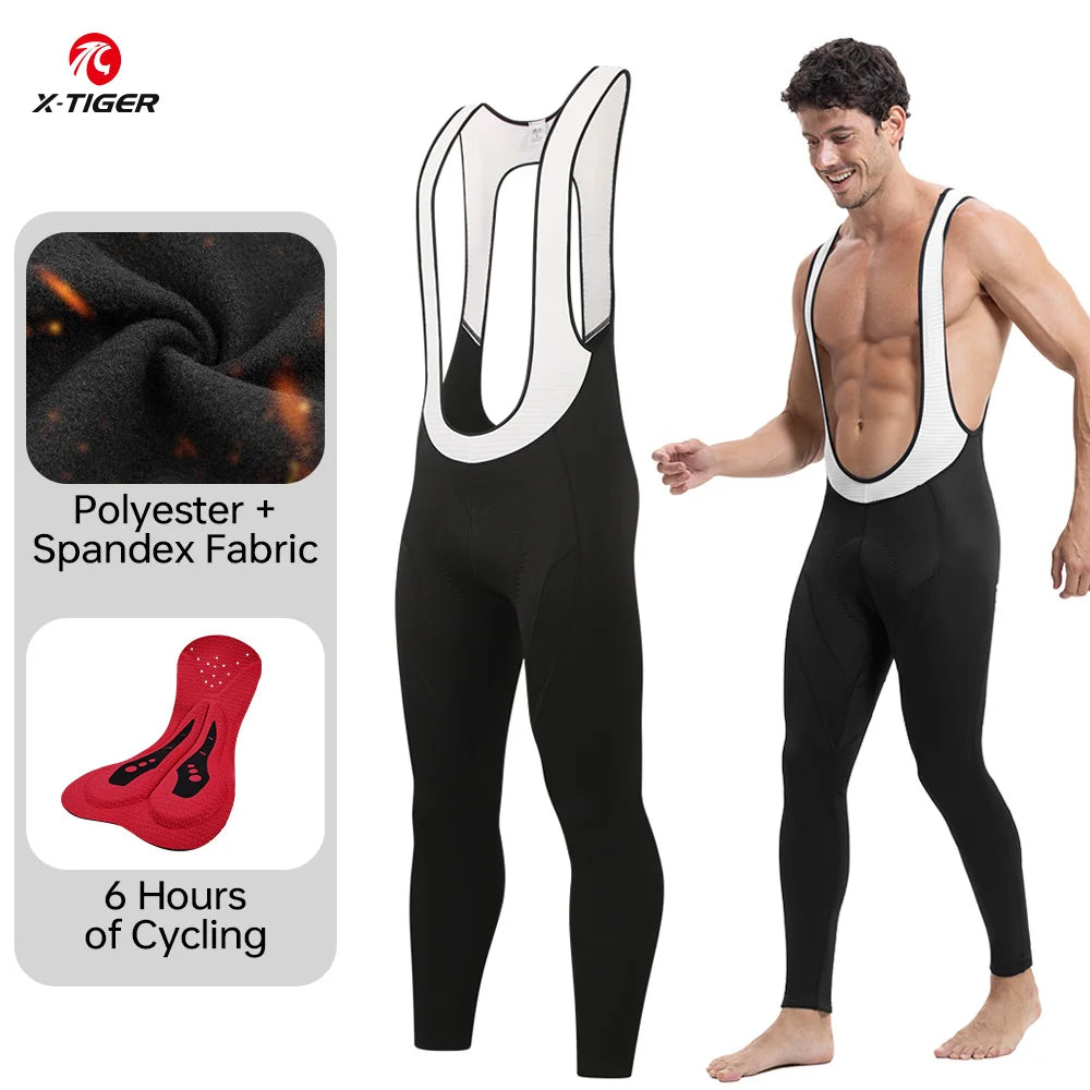 X-TIGER New Winter Men's Cycling Long Bibs Gel Padded Windproof Mountain Road Bike Pants Warm Comfortable Cycling Leggings Oasis Select